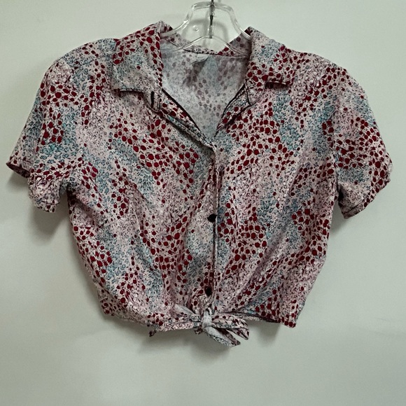 American Apparel Short Sleeve Tie Waist Blouse - Picture 2 of 10